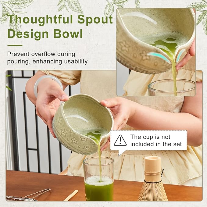5Pcs Matcha Whisk Set, 18OZ Bowl - Image 3