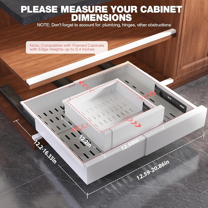 Seinloes 2 Pack Pull Out Cabinet Organizer Expandable Width and Depth, Slide - Image 6