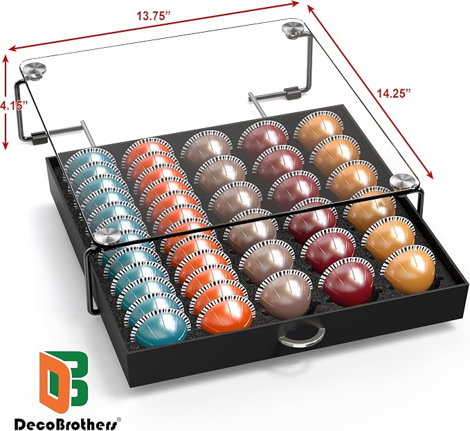 Deco Brothers Crystal Tempered Glass Vertuo Pod Holder Drawer, 30 Large or 60 - Image 3