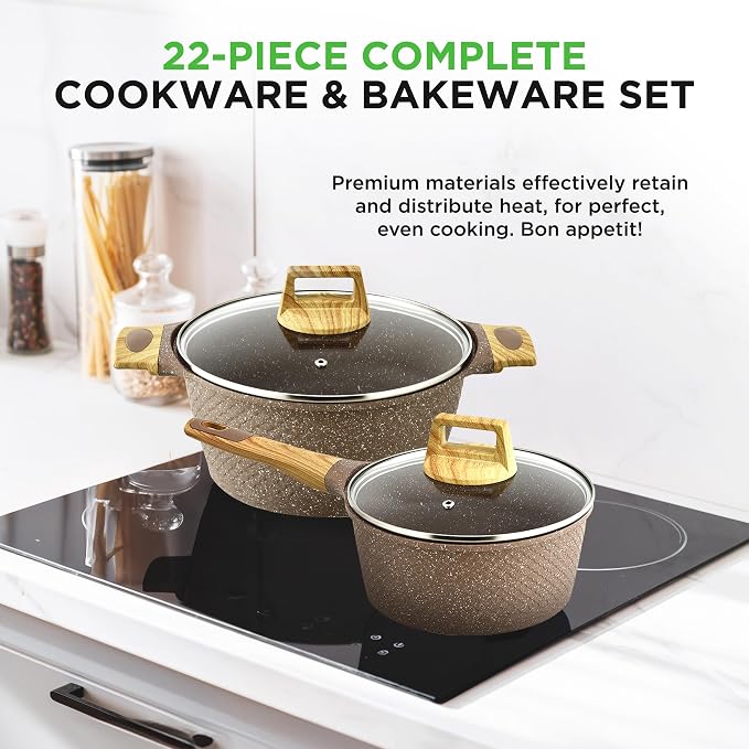 NutriChef 22‑Piece Non‑Stick Ceramic Pots and Pans Set – - Image 2