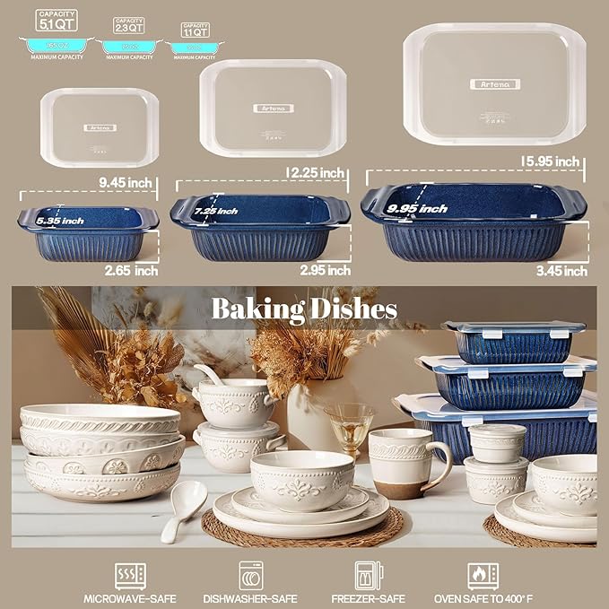 Artena Casserole Dishes For Oven, Ceramic Baking Dish, Large Lasagna Pan - Image 8