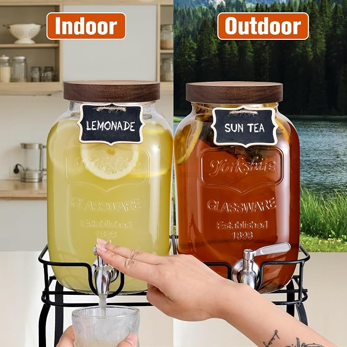 mustry Glass Drink Dispenser for Parties, 1 Gallon Beverage Dispenser - Image 8