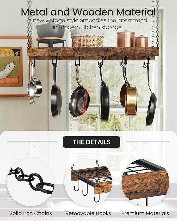 CHOEZON Hanging Pot Rack, Ceiling Wall Mounted Pot Rack - Image 5