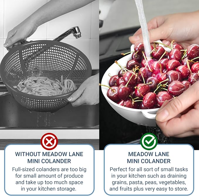Meadow Lane 6-inch Small Colander, Dishwasher Safe, Double Handles, Compact - Image 6