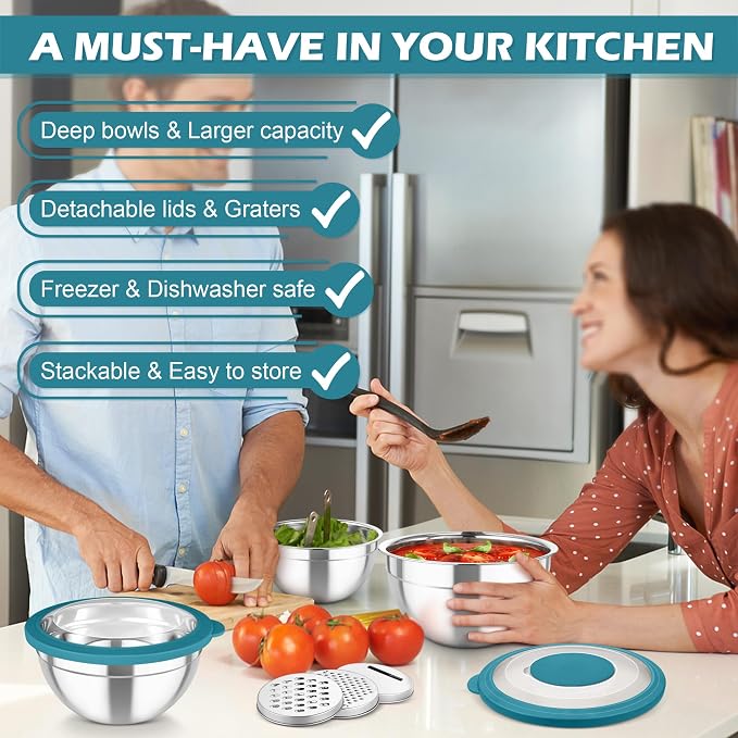 TeamFar Mixing Bowls, For Kitchen Mixing/Baking/Storing/Prepping, Visible & - Image 8
