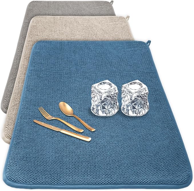 3 Pack XXL Dish Drying Mats, 24×17" Absorbent Microfiber Dishes Drainer Mats by Ysanciuu