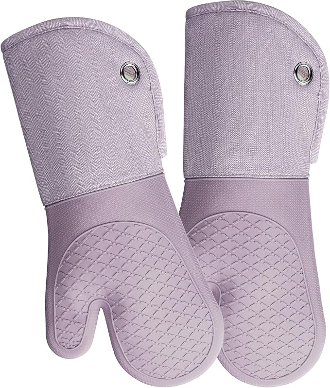 Professional Microwave Silicone Oven Mitts one Pair, Kitchen Mitten Set by REDLMLDETA