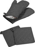 Oven Mitts + Pot Holders 100% Cotton Heat Resistant Oven Gloves & Hot Pads by SoftopiaCotton