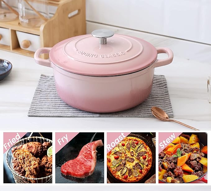 EDGING CASTING Enameled Cast Iron Covered 5.5 Quart Dutch Oven - Image 6