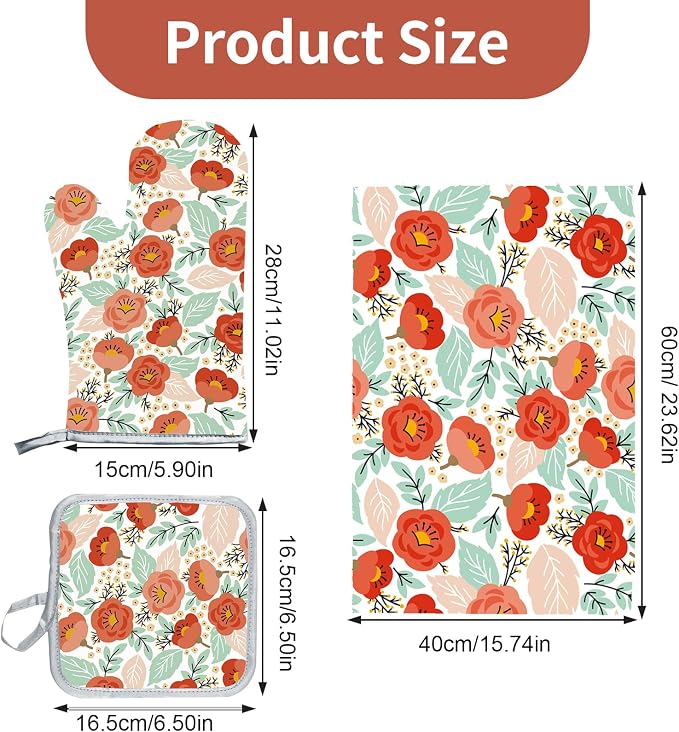 3 Pcs Kitchen Stuff, Kitchen Oven Mitts and Pot Holders Sets - Image 4