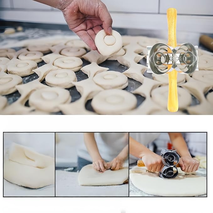 Donut Cutter with Hole Doughnut Cutter Pastry Lattice Roller Cutter Donut Maker - Image 3