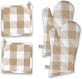 Buffalo Plaid Check Oven Mitts and Pot Holders Set, 100% Cotton, Heat Resistant by SoftopiaCotton