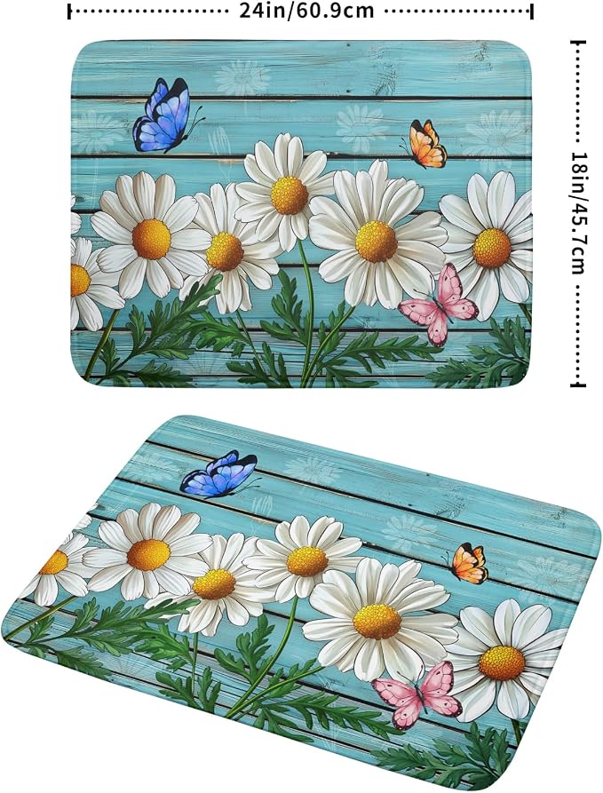 Spring Summer Daisy Flowers Dish Drying Mat - Image 2