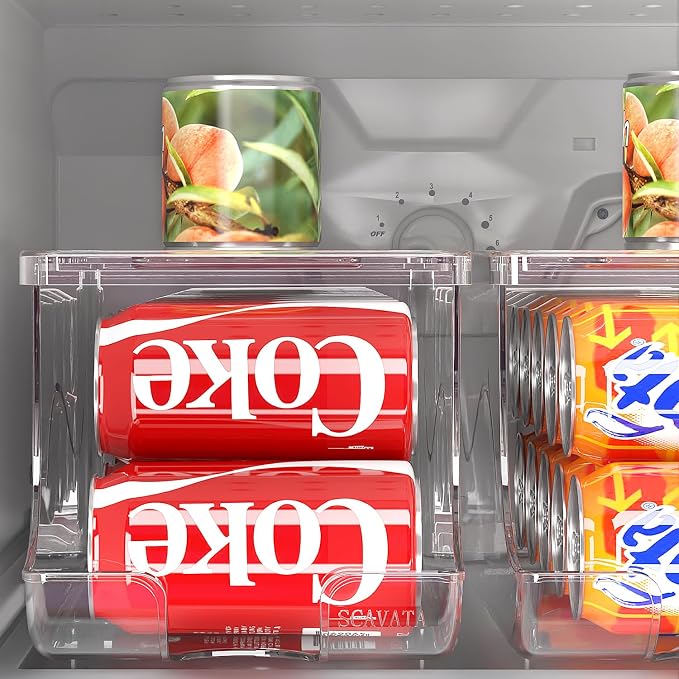 SCAVATA Stackable Refrigerator Organizer, Soda Can Dispenser Pop Cans Container - Image 7