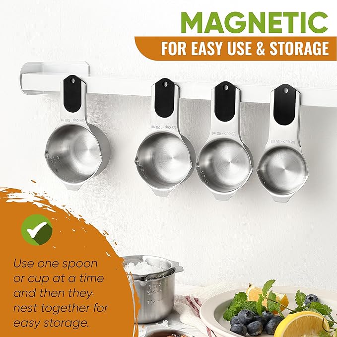 Spring Chef Magnetic Measuring Cups & Spoons Set, Strong N45 Magnets, Heavy - Image 4