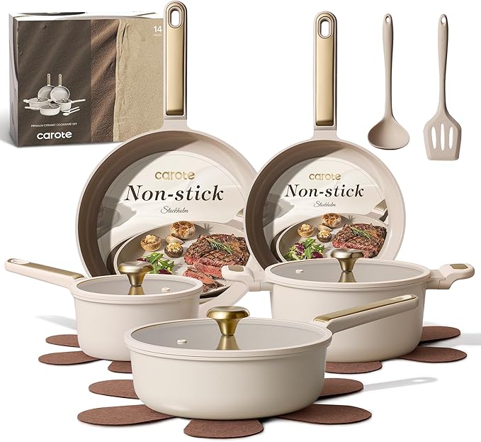 CAROTE Ceramic Cookware Set Nonstick, Non-Toxic & PFAS-Free, Dishwasher by CAROTE
