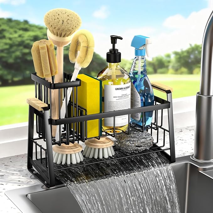 Housolution Sink Caddy Organizer, 2-Tier Sponge Holder by Housolution