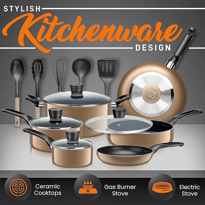 SereneLife Kitchenware Pots & Pans Basic Kitchen Cookware, Heat Resistant - Image 6
