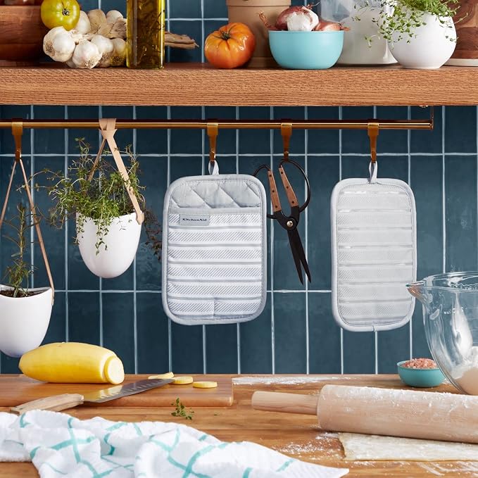 KitchenAid Albany Pot Holder 2-Pack Set, Matte Grey - Image 2