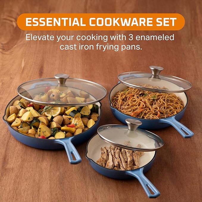 Bruntmor Enameled Cast Iron Frying Pan Set - Image 2