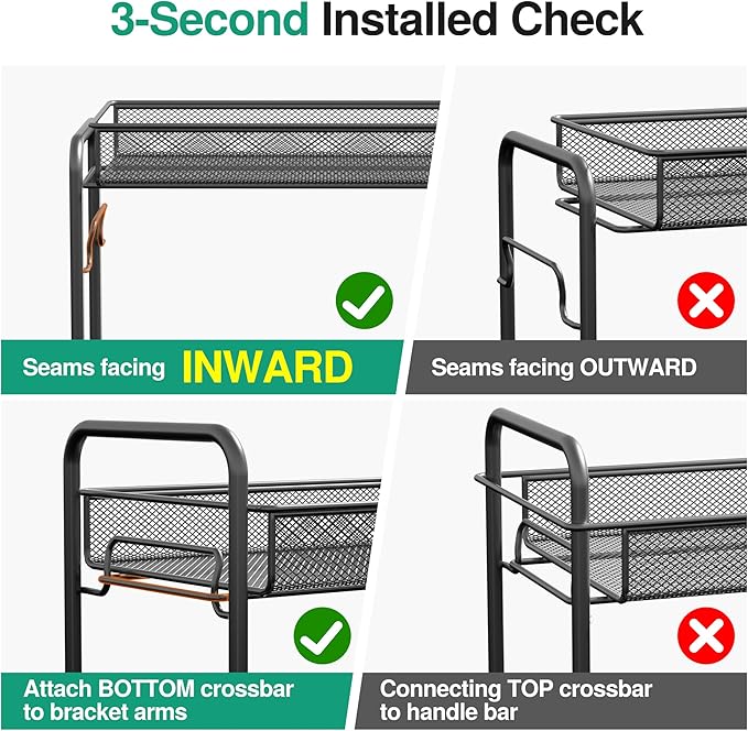 Spice Rack Organizer for Countertop 2 Pack, 2-Tier Counter Foldable Metal - Image 3
