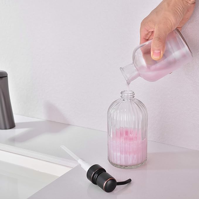 16Oz Clear Glass Soap Dispenser - Image 4
