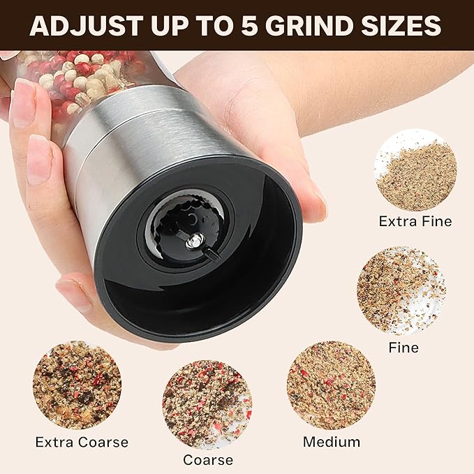 Stainless Steel Salt and Pepper Grinder Set of 2 - Image 3