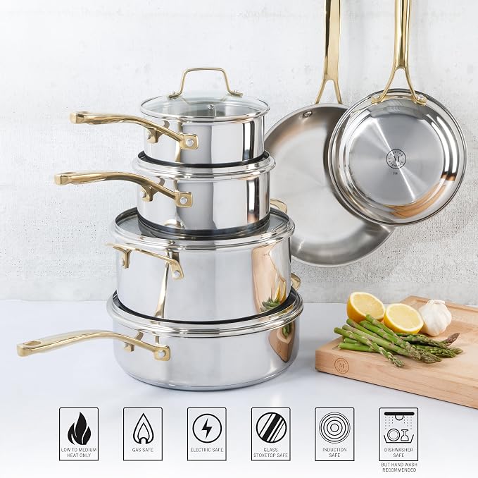Martha Stewart Castelle 10 Piece 18/8 Durable Stainless Steel Induction Safe - Image 6