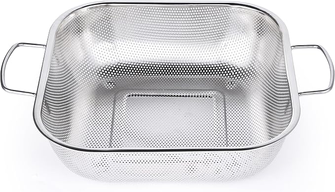 Gulex Colander Stainless Steel 3-Quart, Square Metal Strainers, Strainer by Gulex