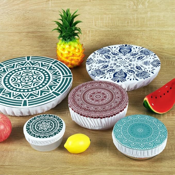 10Pcs Reusable Bowl Covers In 5 Size, Stretch Cloth Fabric Dish Cover Kitchen - Image 6