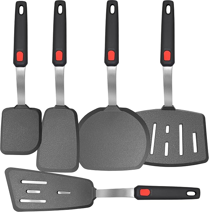 Mixed 5 Piece Silicone Spatula Set, 600F Heat-Resistant No-Melt Rubber Spatula by BodiCal