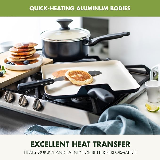 GreenPan Rio 11" Square Griddle Pan, Ceramic Nonstick Cookware, PFOA and - Image 4
