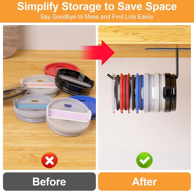 2 Pack Tumbler Lid Organizer, Space Saving Cup Lid Organizer - Image 5