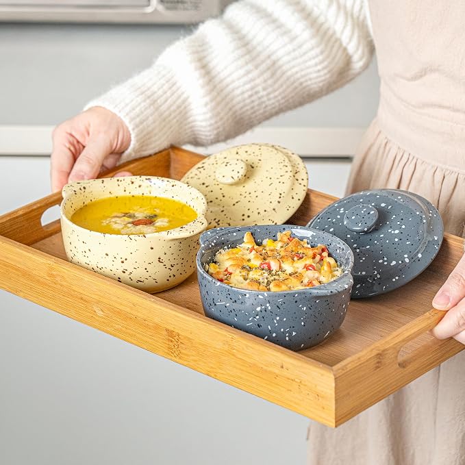 Individual Serving Pot Set of 4-10 Oz Ceramic Mini Cocotte - Image 7