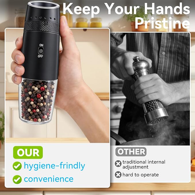 Gravity Electric Salt and Pepper Grinder Set Rechargeable Automatic Shakers - Image 4