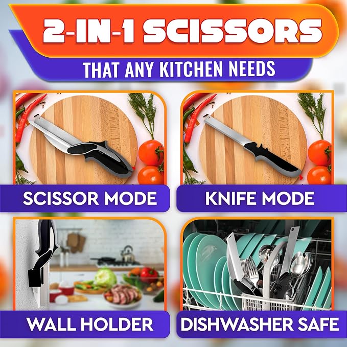 2 in 1 Kitchen Scissors for Food – Stainless Steel Blade & Plastic Cutting - Image 4