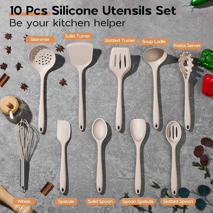 Onader Silicone Cooking Utensils Set of 10, Kitchen Utensils - Image 2