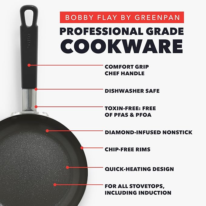 GreenPan x Bobby Flay 13 Piece Nonstick Cookware Pots and Pans Set, PFAS-Free - Image 3