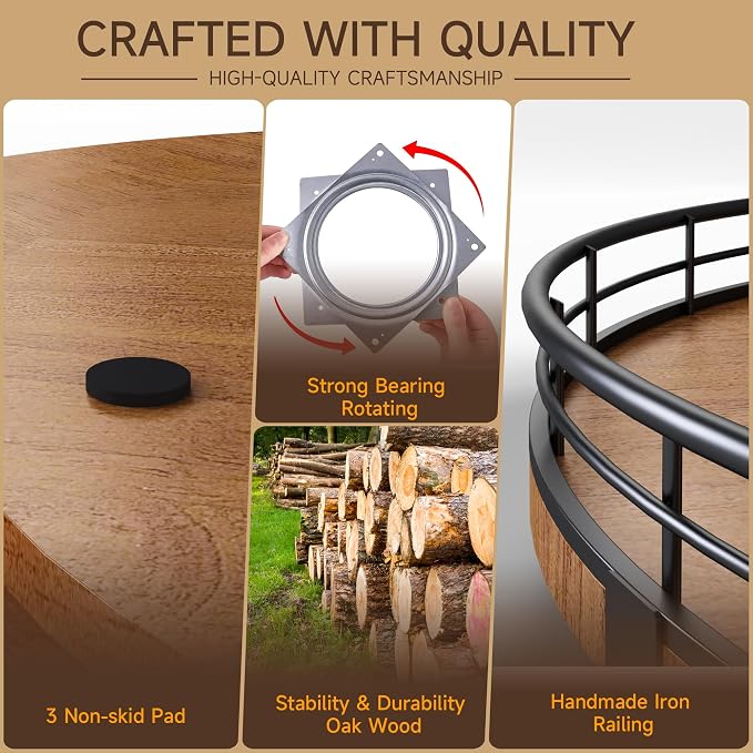 21" Lazy Susan Turntable, Wooden Organizer - Image 6