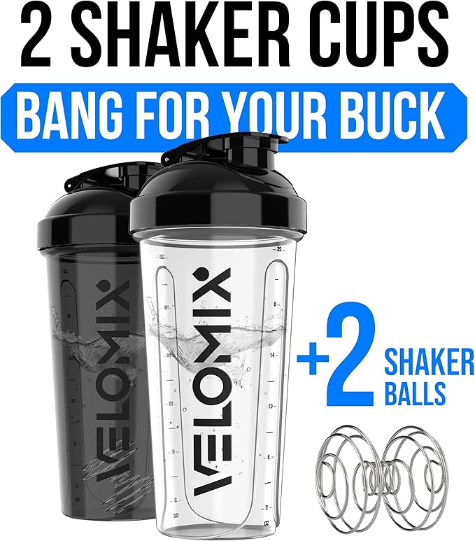 VELOMIX -2 Pack- 28 oz Protein Shaker Bottles - Image 2