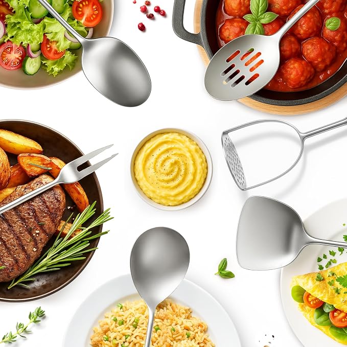Newness 16 Pcs Cooking Utensils Set, 304 Stainless Steel Kitchen Utensils Set - Image 8