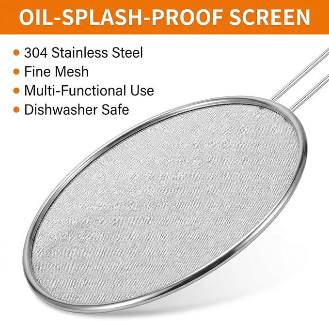 7.5 in Grease Splatter Guard Stainless Steel Splatter Guard - Image 3