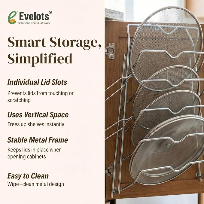 Evelots 6-Tier Pot Lid Organizer - Image 6