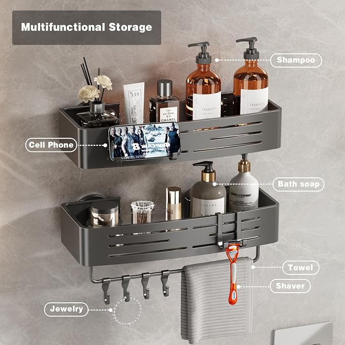 Voldra Shower Caddy Suction Cup, 3 Pack Shower Shelves - Image 7