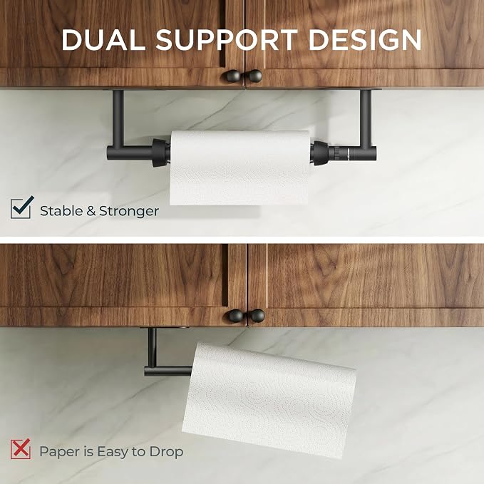 FORIOUS Paper Towel Holder Under Cabinet, Single Hand Operable - Image 4