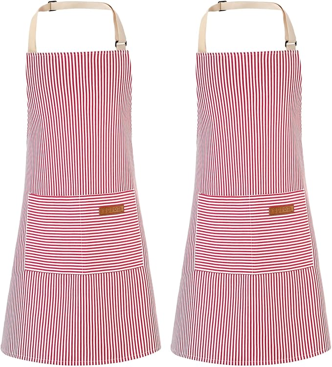 2 Pack Stripes Kids Apron, Kids Cooking Aprons by XLSXEXCL