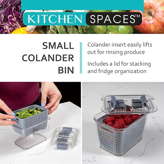 Kitchen Spaces Small Colander Stackable Food Storage Bin - Image 11