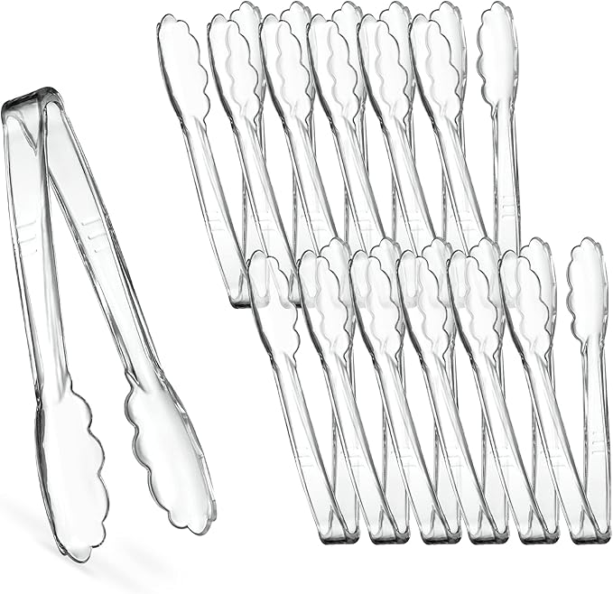 Plasticpro 7.5'' Serving Tongs Heavy Duty Reusable Kitchen and BBQ Clear by PLASTICPRO