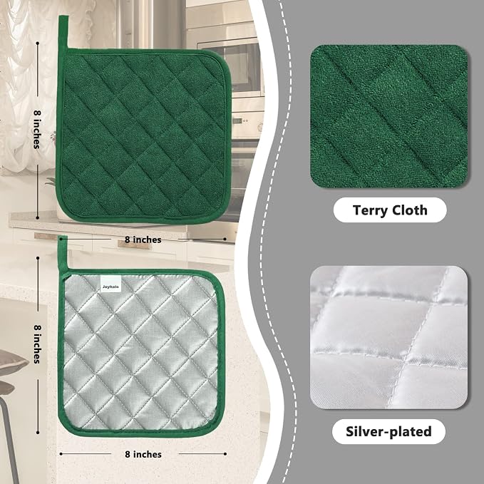 Joyhalo 4 Pack Pot Holders for Kitchen, Cotton Oven Holder - Image 2