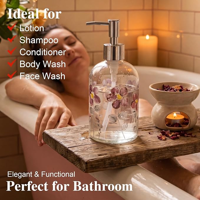 17oz Glass Soap Dispenser with Plastic Pump - Image 7